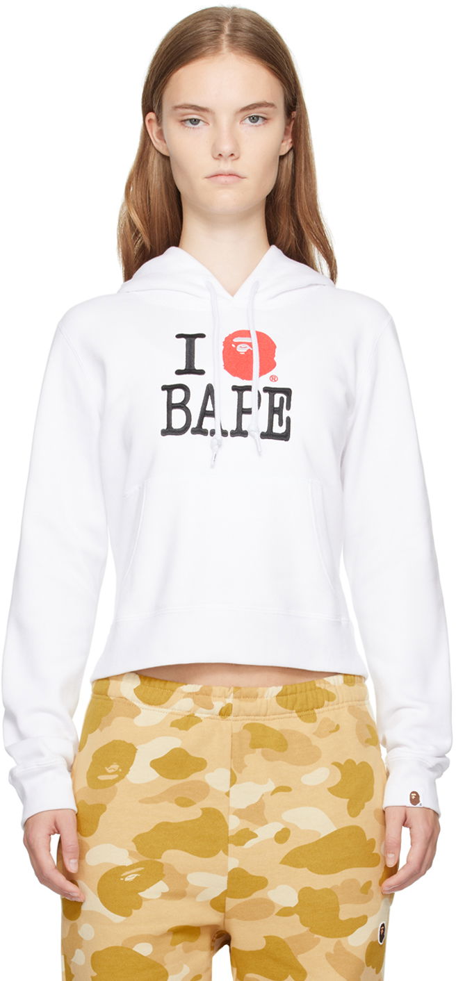 Dukserice BAPE 'I Love' Hoodie Bijela | 001PPK802002L