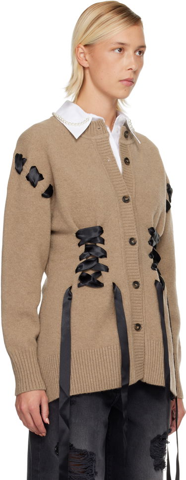 Džemper Simone Rocha Simone Rocha Sculpted Ribbon Corset Cardigan Bež | LMK8 0660, 1