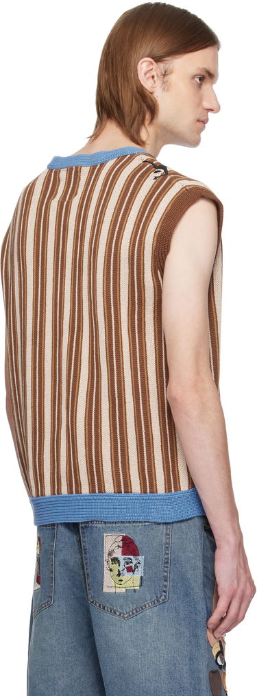 Džemper KidSuper KidSuper Embroidered Figures Knit Sweater Vest Smeđa | SS25-SW-09, 2