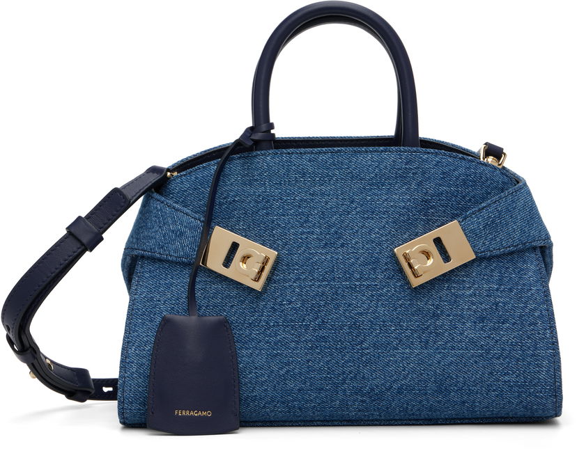 Ručna torbica FERRAGAMO Ferragamo XS Hug Denim Top Handle Bag Plava | 783820