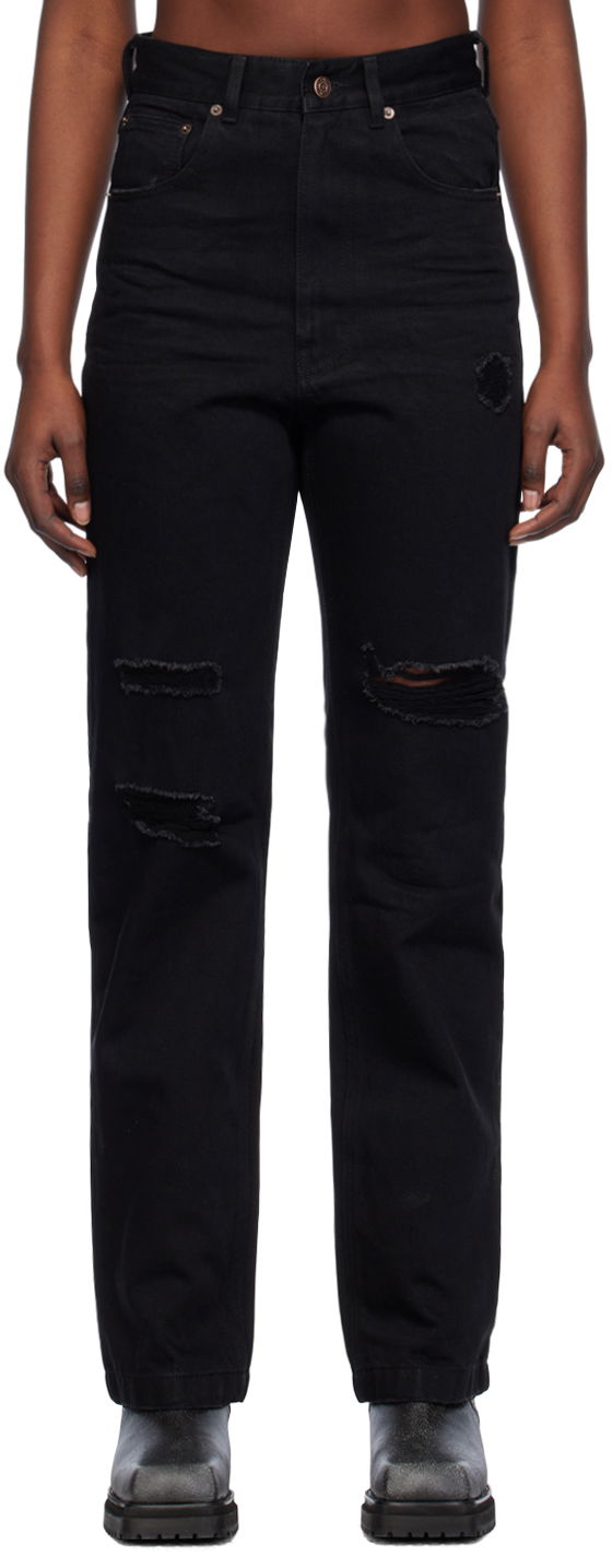 Jeans We11done Distressed Jeans Crna | WD-DP0-24-330-W-BK