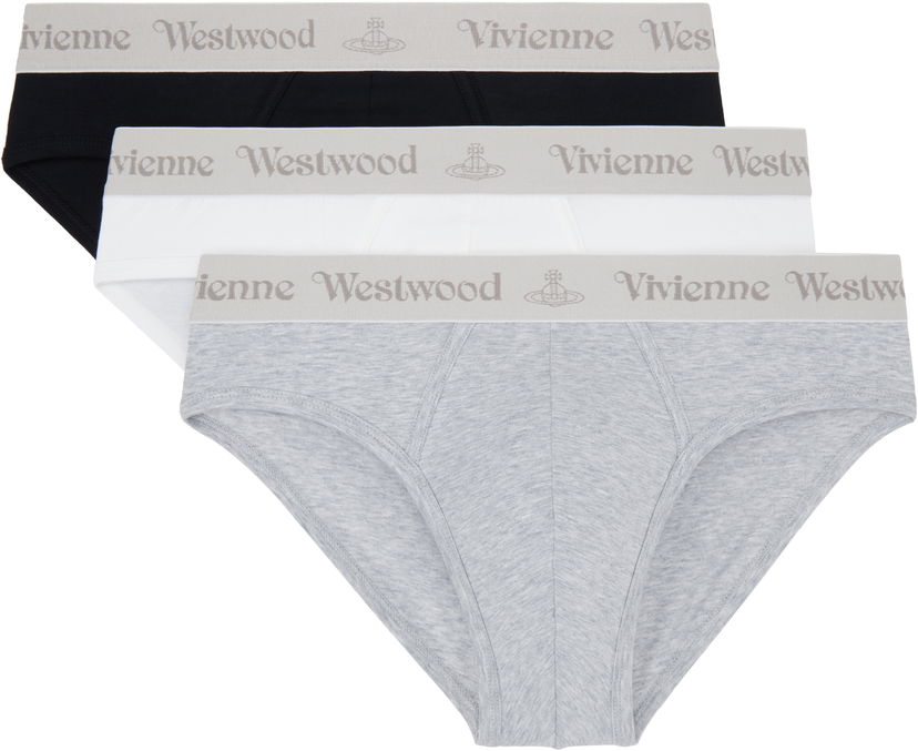 Bokserice Vivienne Westwood Three-Pack Slip Briefs Siva | 8106001F-J002Y-
