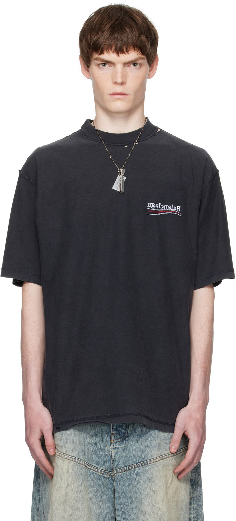 Majica kratkih rukava Balenciaga Balenciaga Political Campaign Inside-Out T-Shirt Crna | 830247TSVF39668