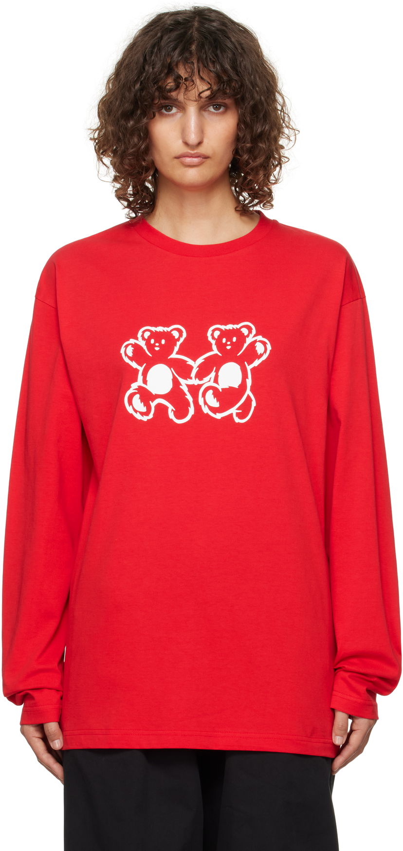 Majica kratkih rukava We11done We11done Teddy Twins Long Sleeve T-Shirt Crvena | WD-TT3-24-750-U-RD