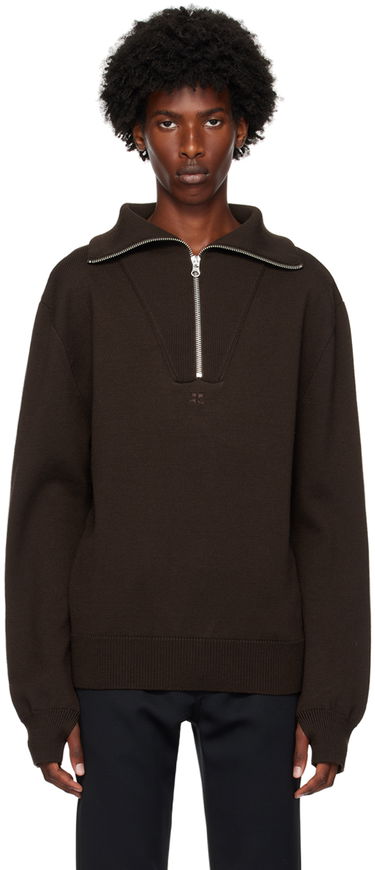 Džemper Courrèges Wool Quarter-Zip Sweater Smeđa | 324MPU171FI0036, 0