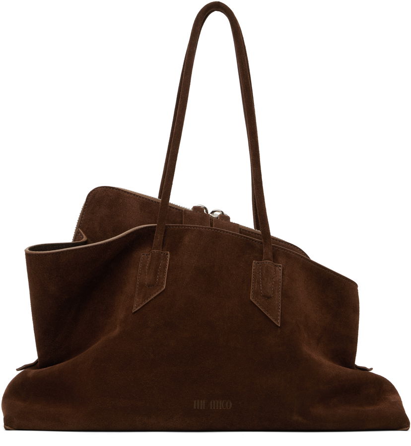 Ručna torbica The Attico The Attico 'La Passeggiata' Top Handle Suede Bag Smeđa | 250WAH00054 LBT007AA