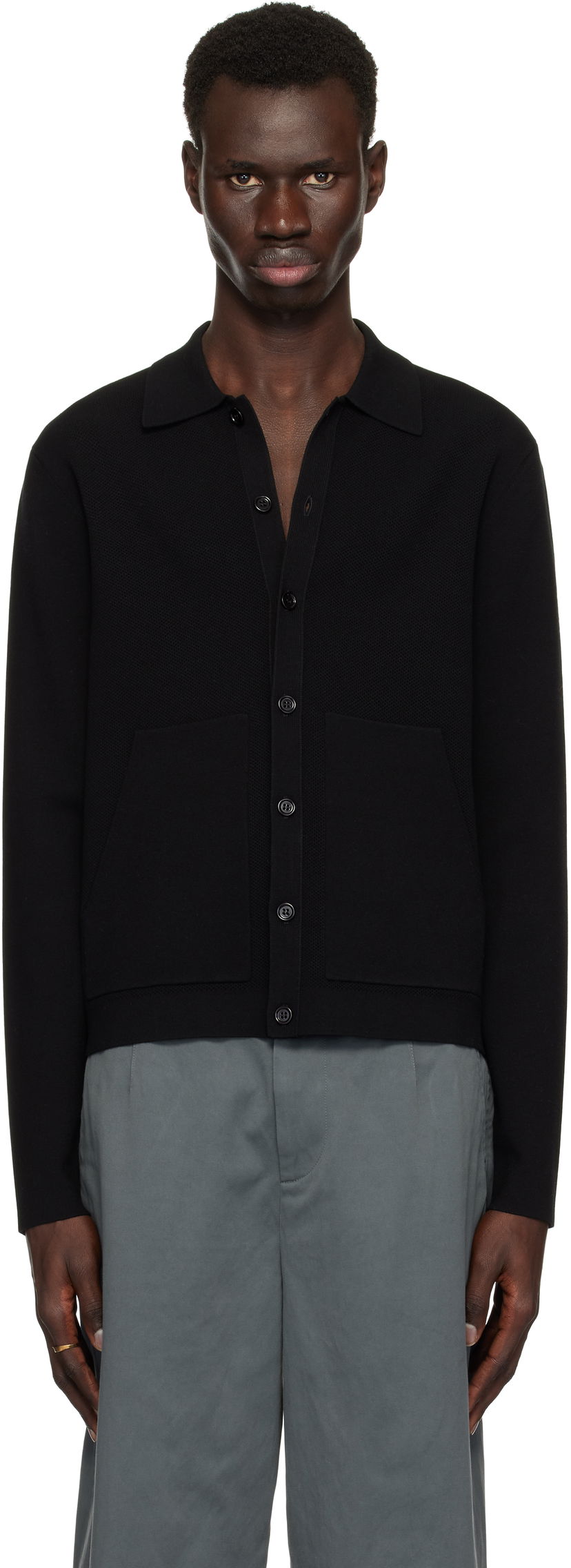 Džemper Dries Van Noten Dries Van Noten Spread Collar Knit Cardigan Crna | 251-021228-1701