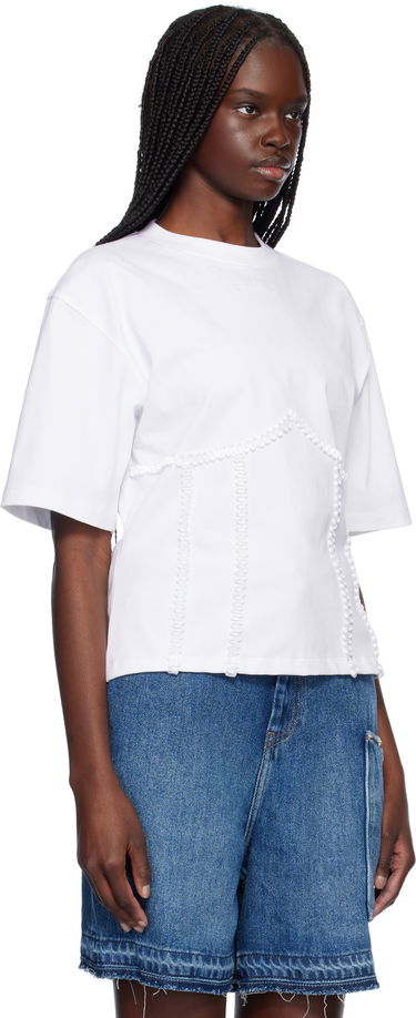 Majica kratkih rukava GANNI Ganni Cotton Tie Back T-Shirt Bijela | T4149, 1