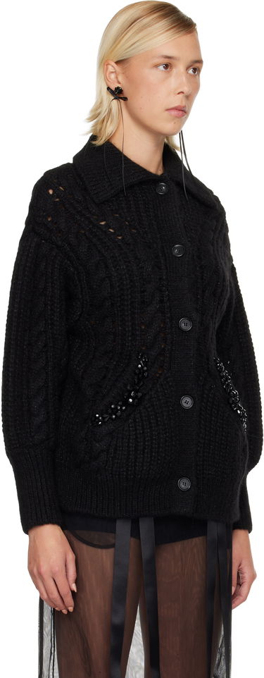 Džemper Simone Rocha Simone Rocha Sculpted Chunky Knit Cardigan Crna | MZMK1B 0665, 1