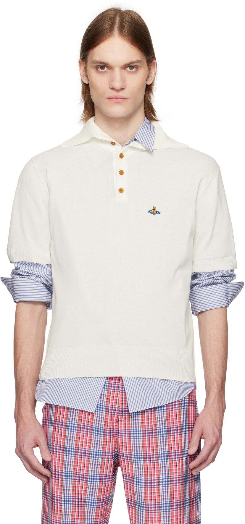 Polo majica Vivienne Westwood Vivienne Westwood Alex Knit Polo Bijela | 2701001P-Y003F-