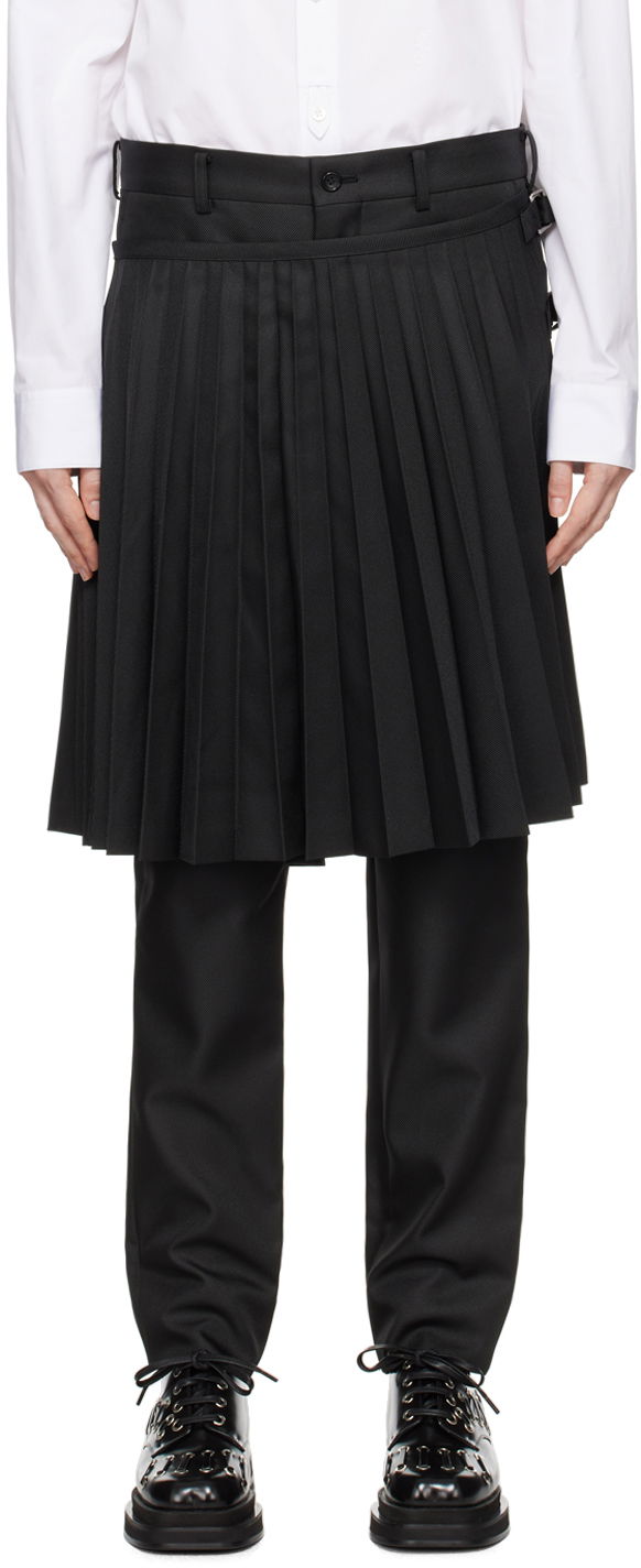 Hlače Comme des Garçons Homme Plus Black Layered Trousers Crna | PN-P048-051