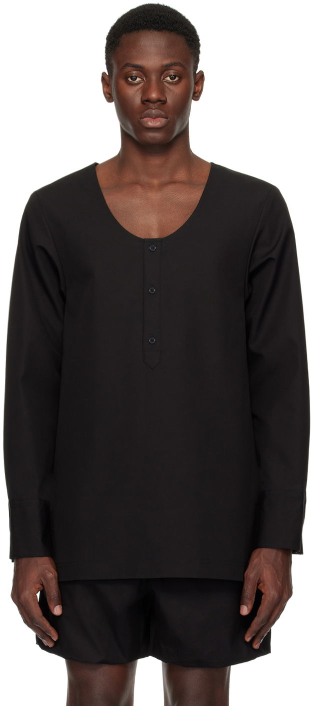 Košulja We11done Scoop Neck Long Sleeve Shirt Crna | WD-BL1-24-151-M-BK