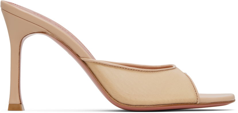 Dodaci Amina Muaddi Amina Muaddi Alexa Mesh 95 Heeled Sandals Bež | SSENSE EXCLUSIVE 95MM ALEXA MESH