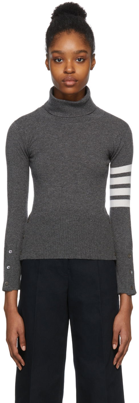 Džemper Thom Browne Thom Browne Cashmere Classic Turtleneck Siva | FKA117A-00011