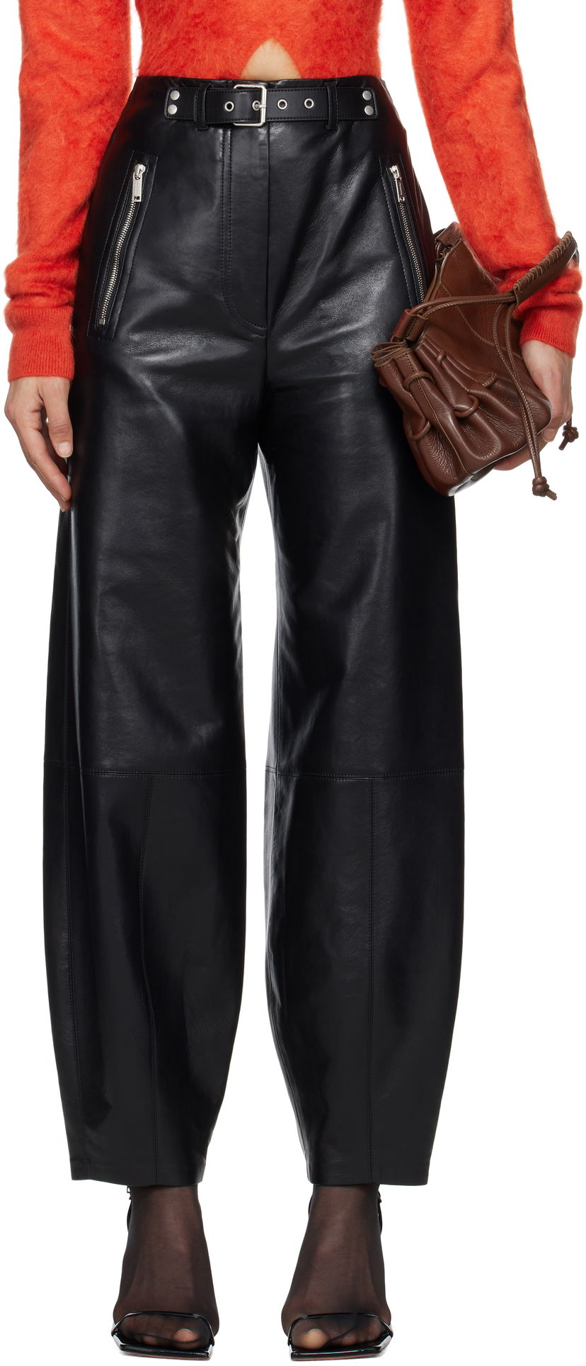 Hlače Nanushka Nanushka Jozefa Regenerated Leather Balloon Trousers Crna | NW25RSPA13699