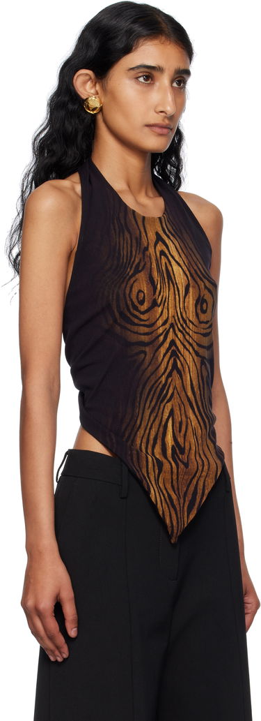 Majica bez rukava Jean Paul Gaultier Jean Paul Gaultier Scarf Print Wood Halter Top Crna | 25/03-W-TO316-M002P-0060, 1