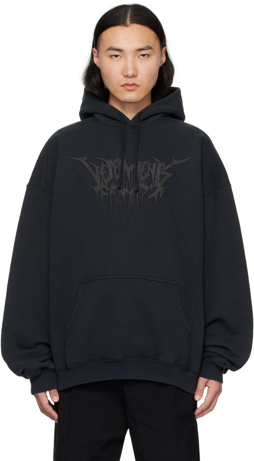 Dukserice VETEMENTS Vetements Drip Metal Oversized Hoodie Crna | UA66HD730B