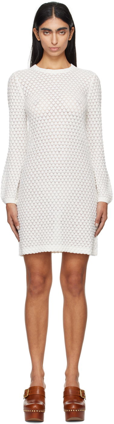 Dukserice CHLOÉ Chloé Off-White Crewneck Minidress Bijela | CHC24AMR03630