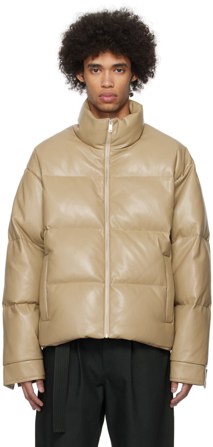 Jakna Nanushka Marron Vegan Leather Down Jacket Bež | NM24RSOW00679