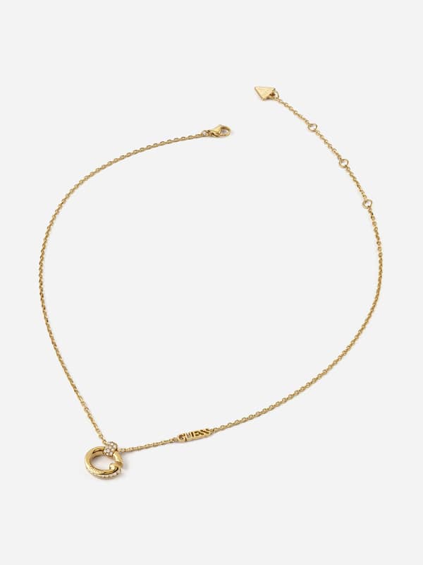 Ogrlica GUESS Golden Chain With Crystal G Letter Pendant Metalik | JUBN04518JW