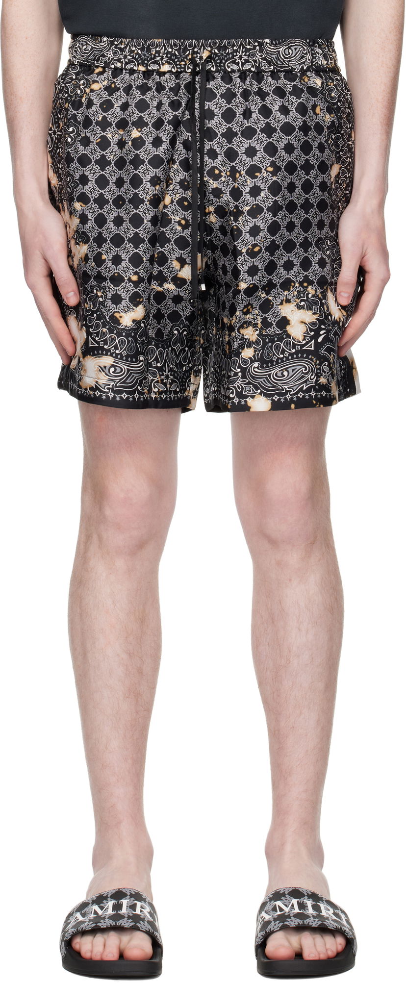 Kratke hlače AMIRI AMIRI Bleach Bandana Shorts Crna | AMSHCA1106