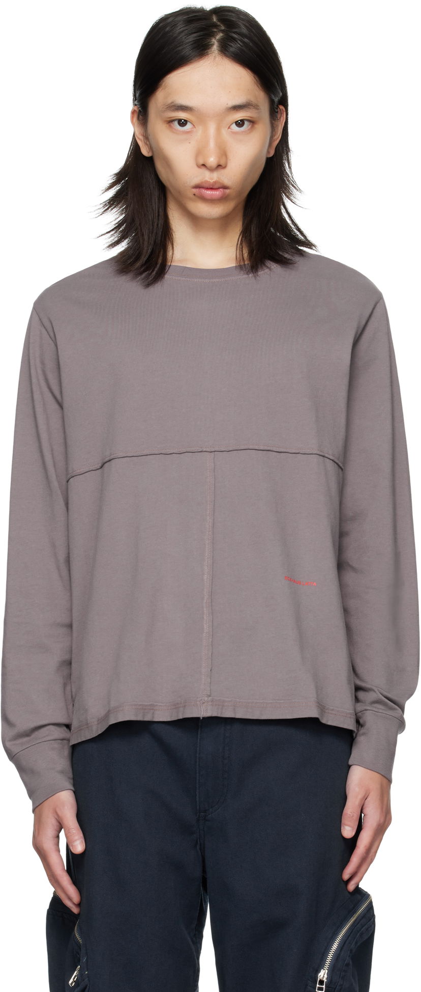 Majica kratkih rukava Eckhaus Latta Eckhaus Latta Lapped Long Sleeve T-Shirt Siva | 302-EL-PF25-SK