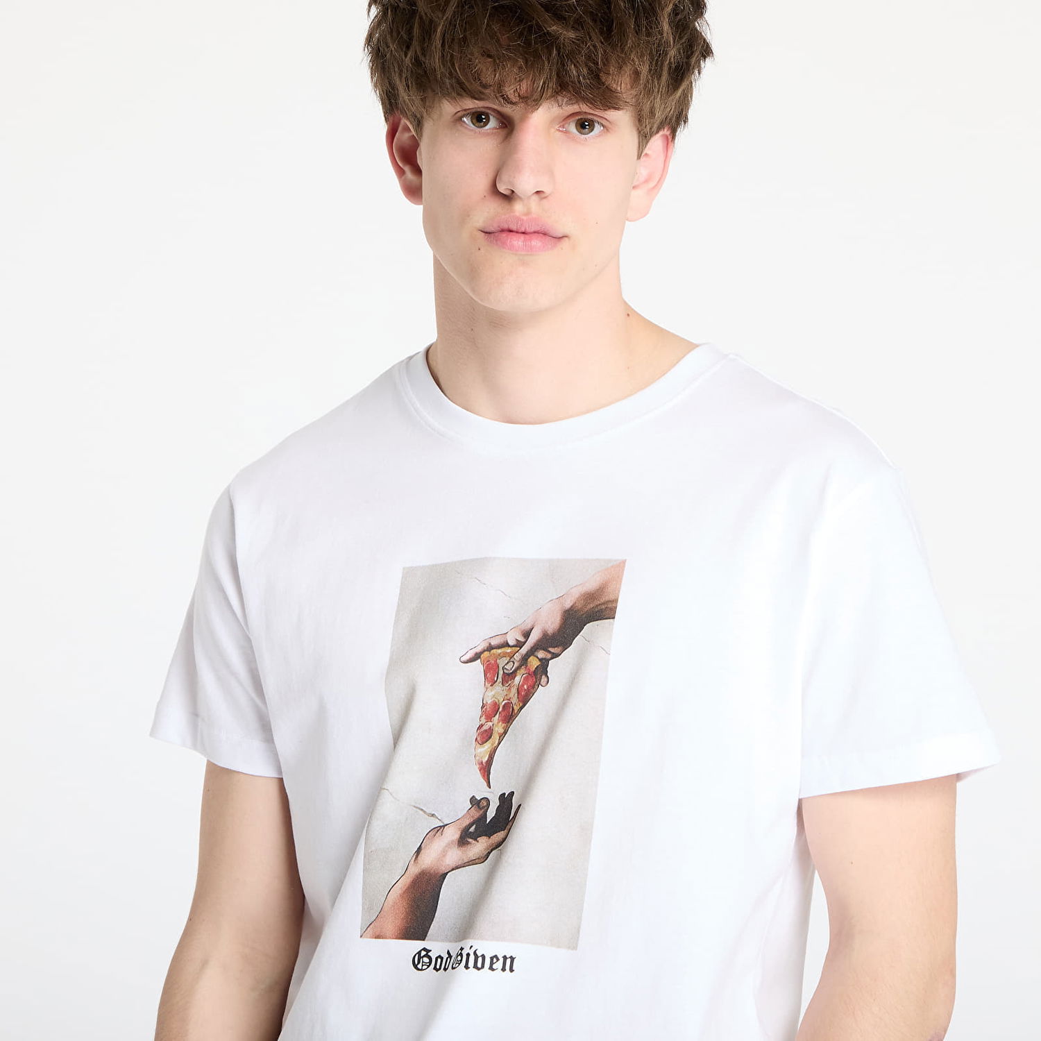 Majica kratkih rukava Urban Classics Urban Classics God Given Pizza Graphic Tee Bijela | MT1575-00220, 1