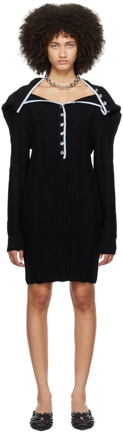 Haljina Y/PROJECT Black Ruffle Necklace Minidress Crna | WMDRESS41-S25