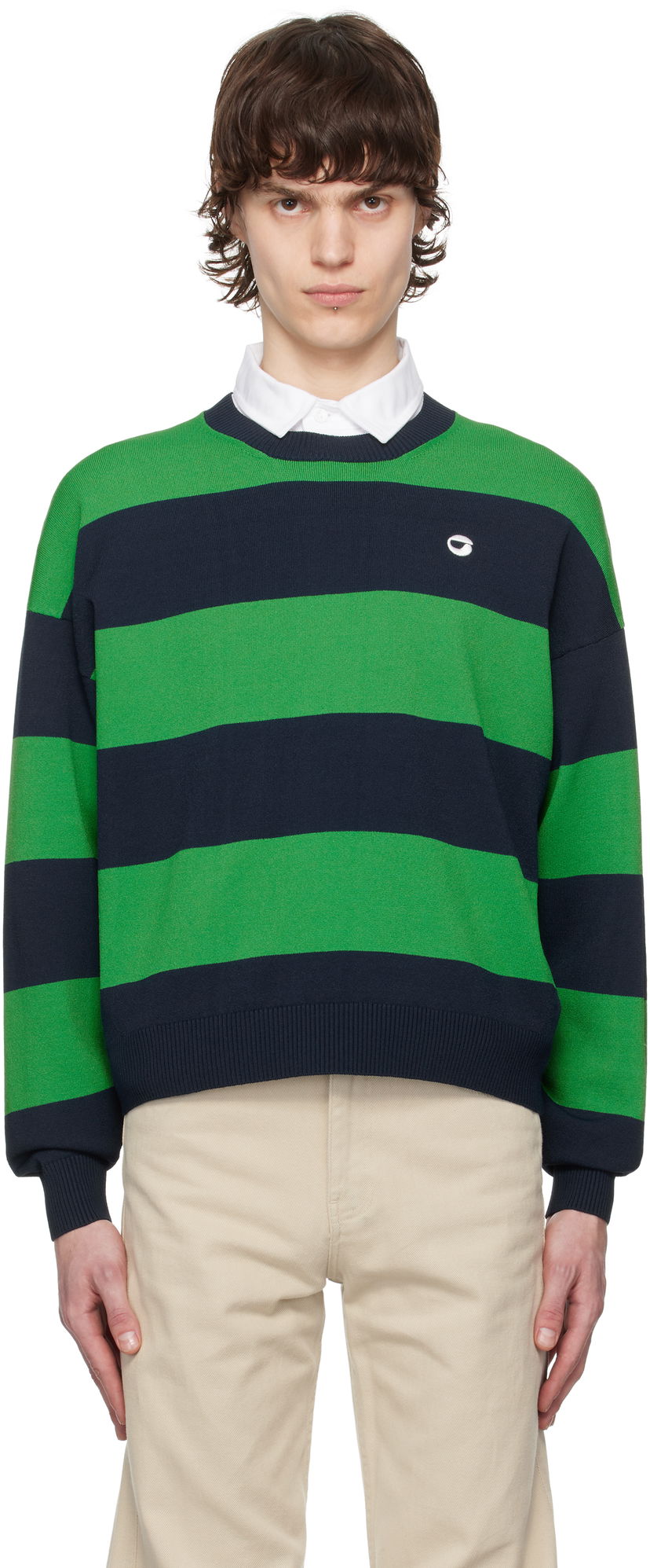Džemper Coperni Coperni Striped Crewneck Sweater Zelena | COPML134SY3010MEN