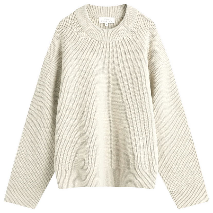 Džemper Studio Nicholson Studio Nicholson Voe Rib Crew Knit, Size Small Bež | VOESNM-1292-NTL