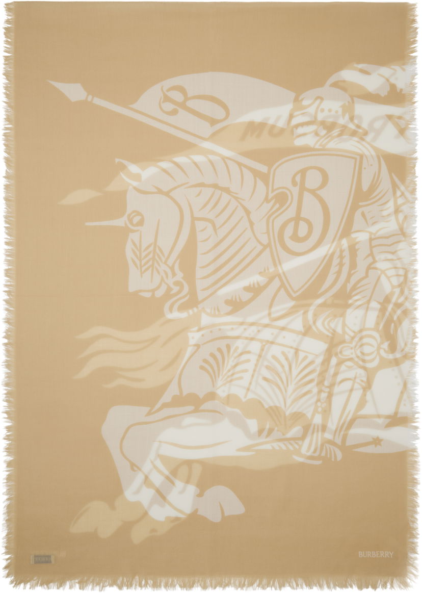 Šal Burberry Wool Scarf With Equestrian Knight Print Bež | 8103282