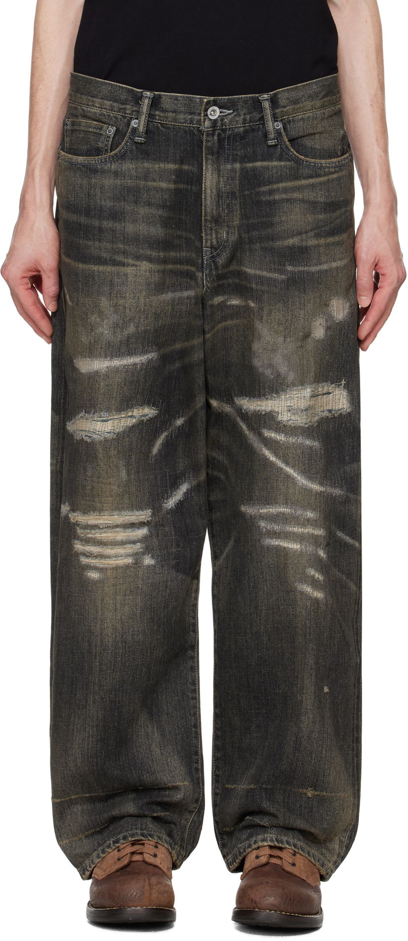 Jeans Neighborhood Wide Jeans Crna | 242XBNH-PTM07