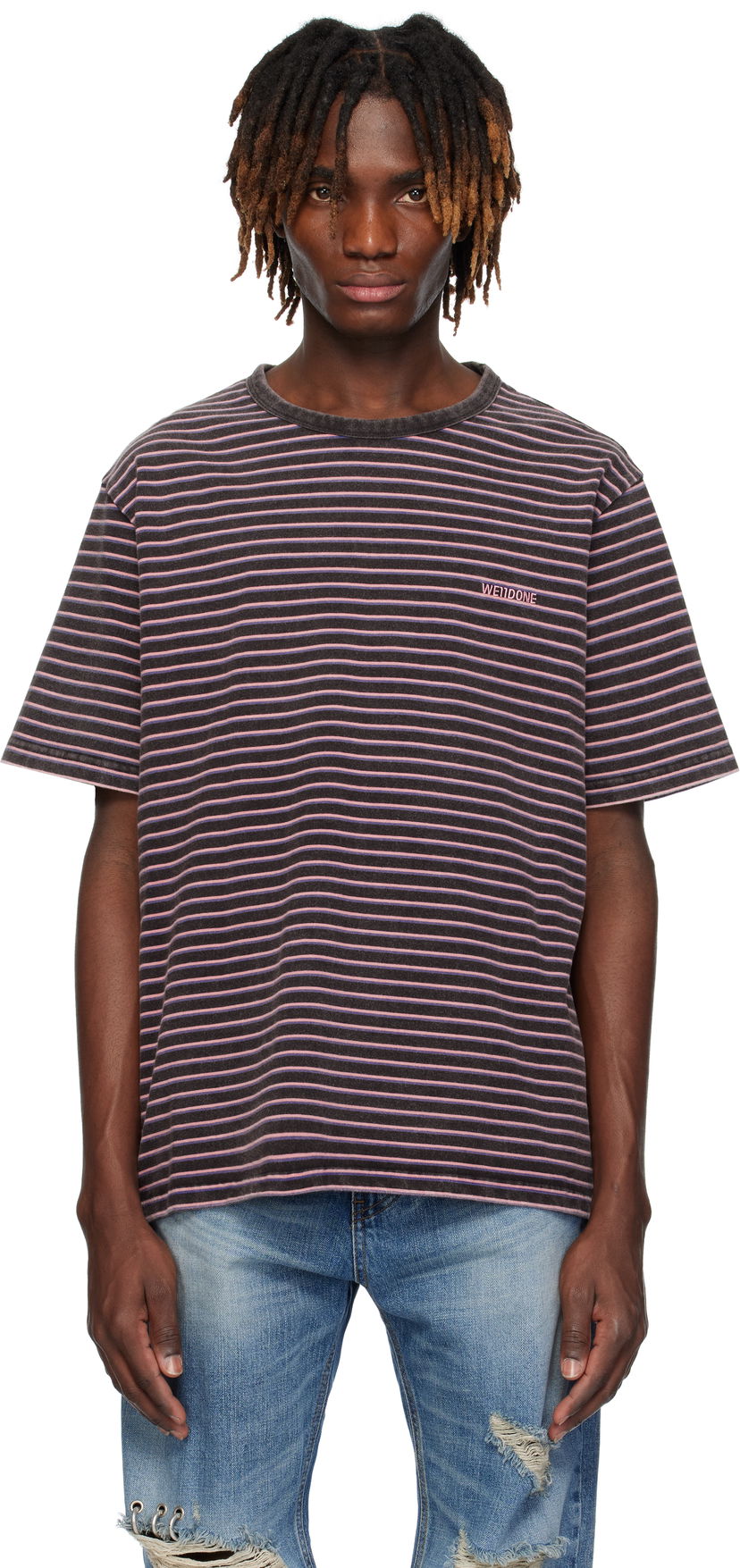 Majica kratkih rukava We11done We11done Logo Striped T-Shirt Višebojno | WD-TT0-25-736-U-BK