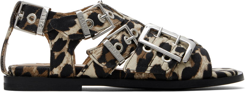 Haljina GANNI GANNI Buckle Strap Denim Sandals Bež | S2936