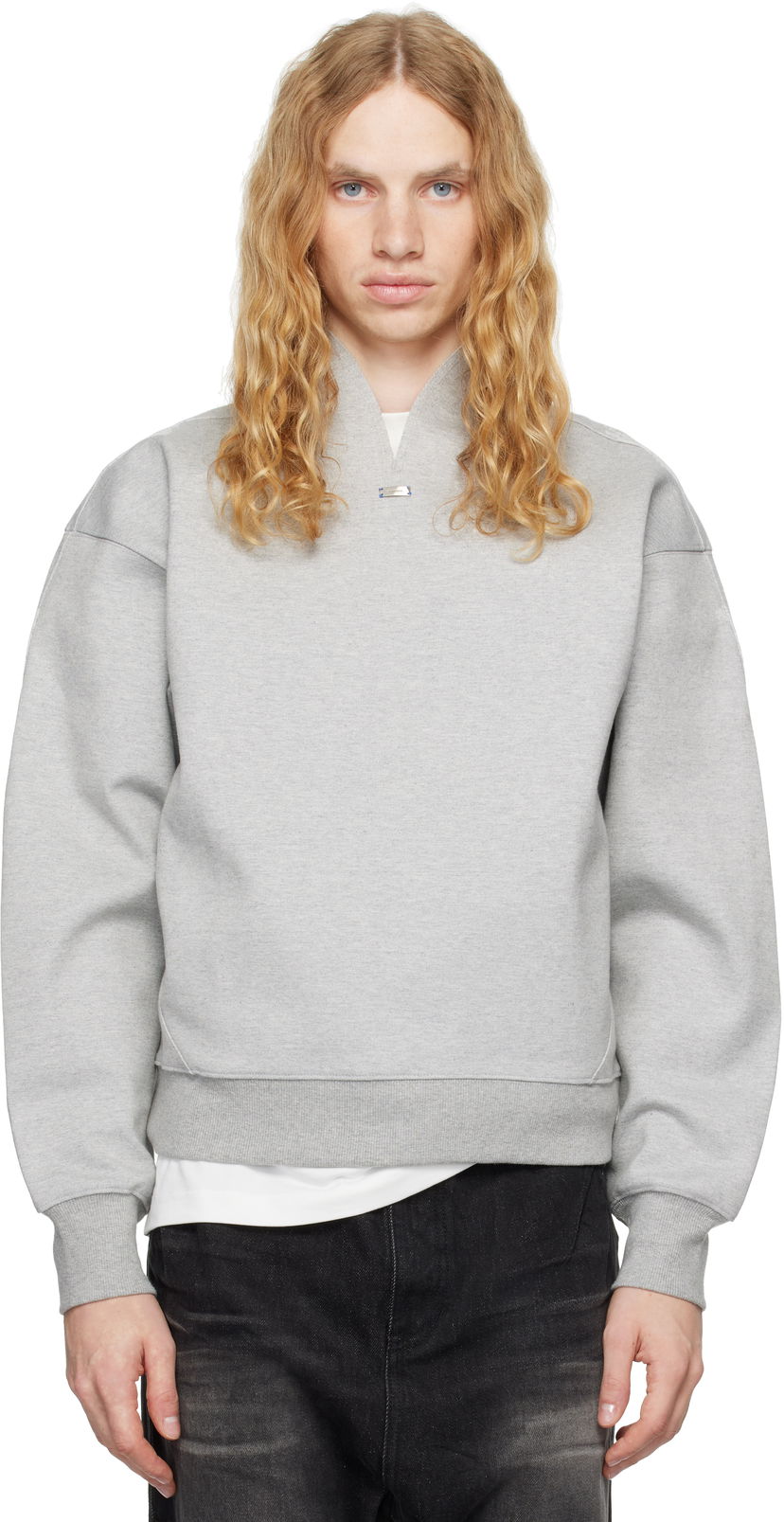 Dukserice ADER ERROR Sweatshirt With Split Neck Siva | BN01FWSW0105GR
