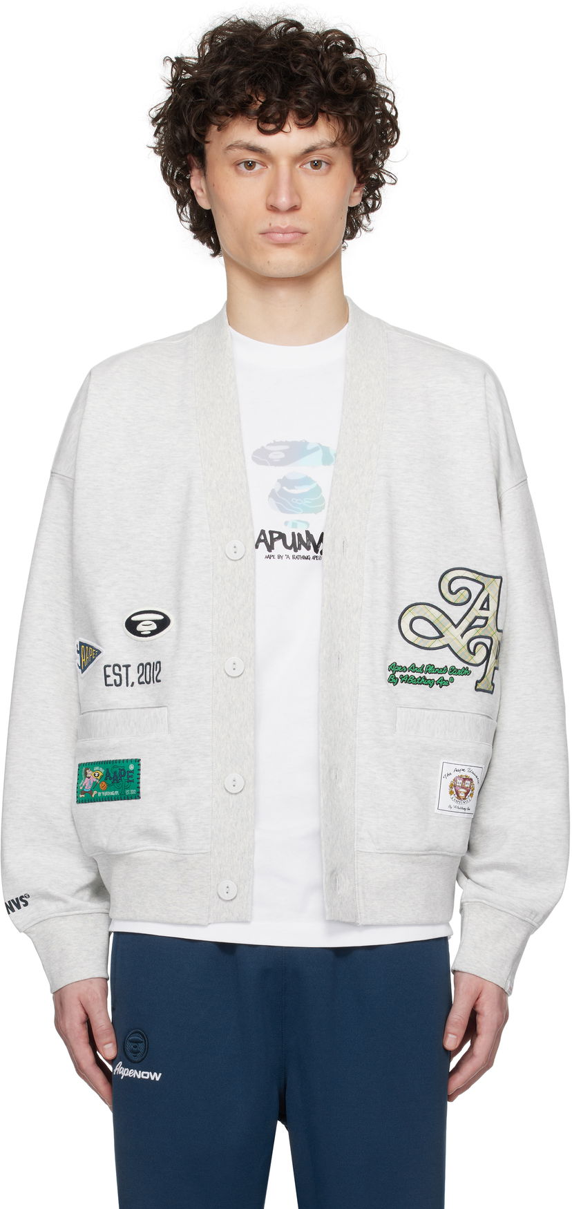 Džemper AAPE by A Bathing Ape AAPE by A Bathing Ape Main Cardigan Siva | AAPSWMC324XANWH2