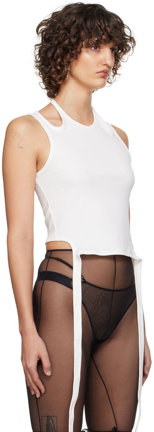 Majica bez rukava Dion Lee Double Tie Crop Tank Top Bijela | A3398P21, 1