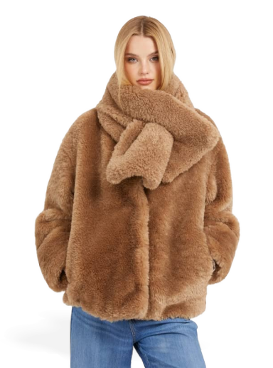Jakna GUESS Faux Fur Smeđa | W3BL76WEYQ0
