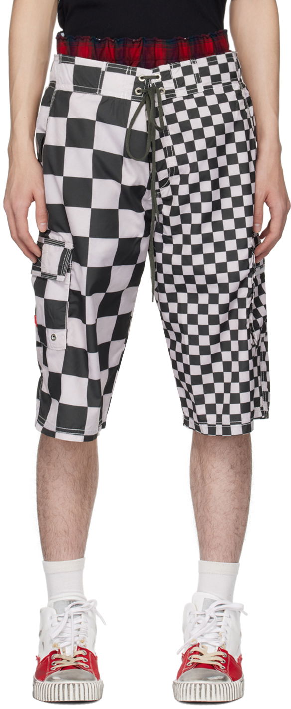 Kratke hlače ERL Checkered Swim Shorts Crna | ERL08UW07