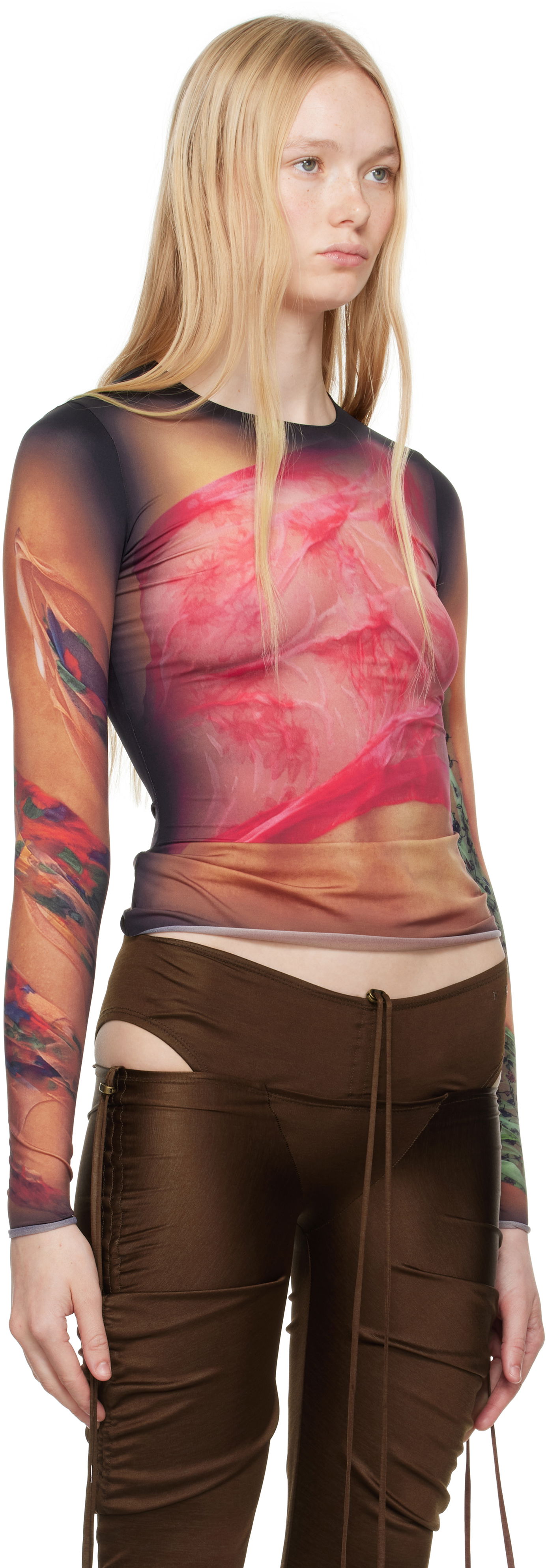 Majica kratkih rukava Marine Serre Marine Serre Recycled Draped Statue Jersey Second Skin T-shirt Višebojno | WTS006A CJER0076, 1