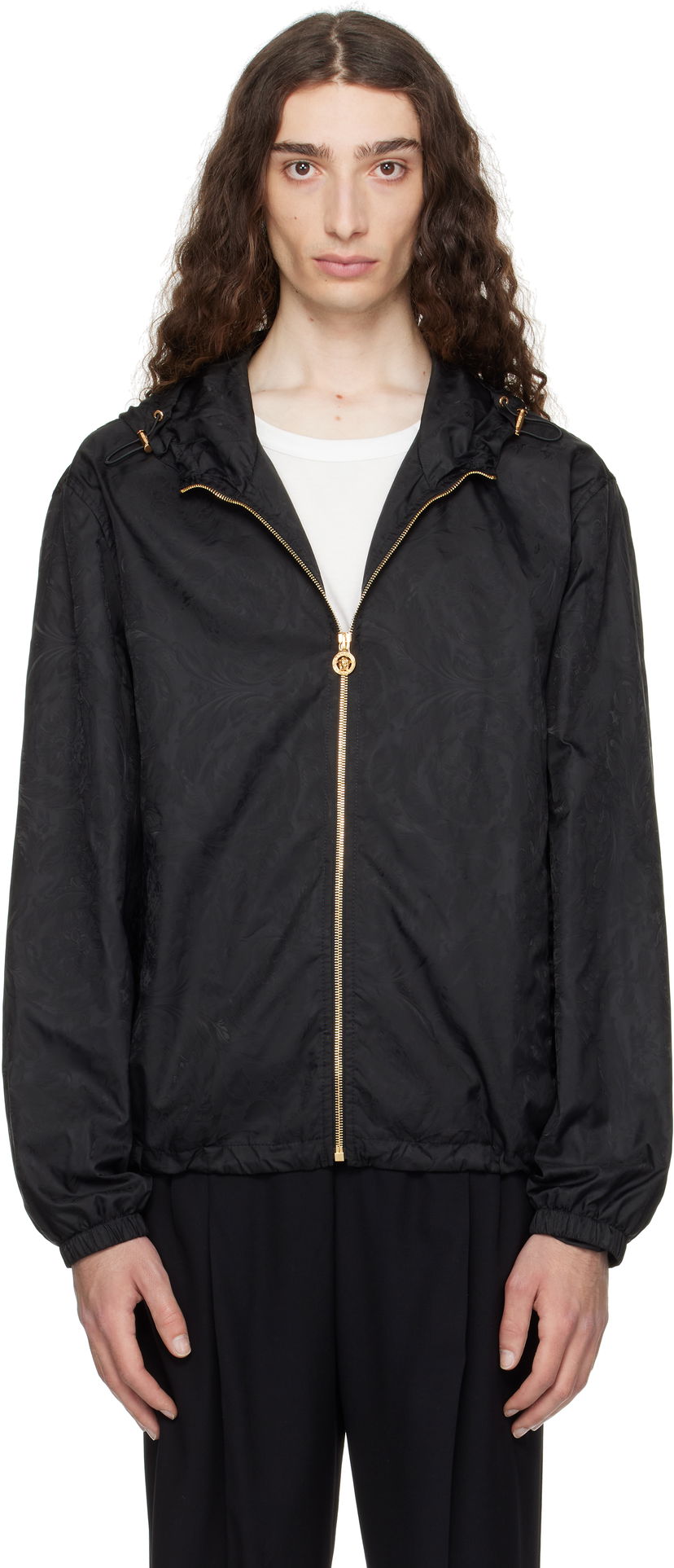 Vjetrovka Versace Versace Barocco Jacquard Windbreaker Jacket Crna | 1019895_1A15005