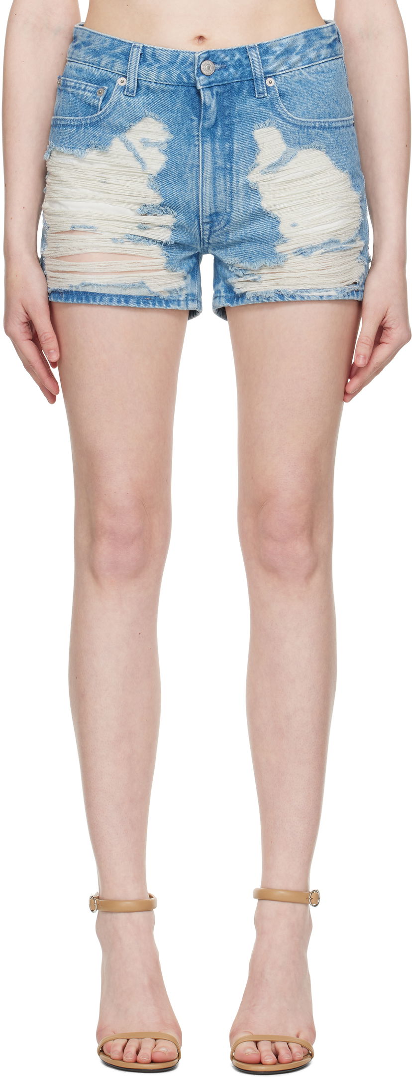 Kratke hlače Maison Margiela MM6 Maison Margiela Distressed Denim Shorts Plava | S62MU0069 M30018