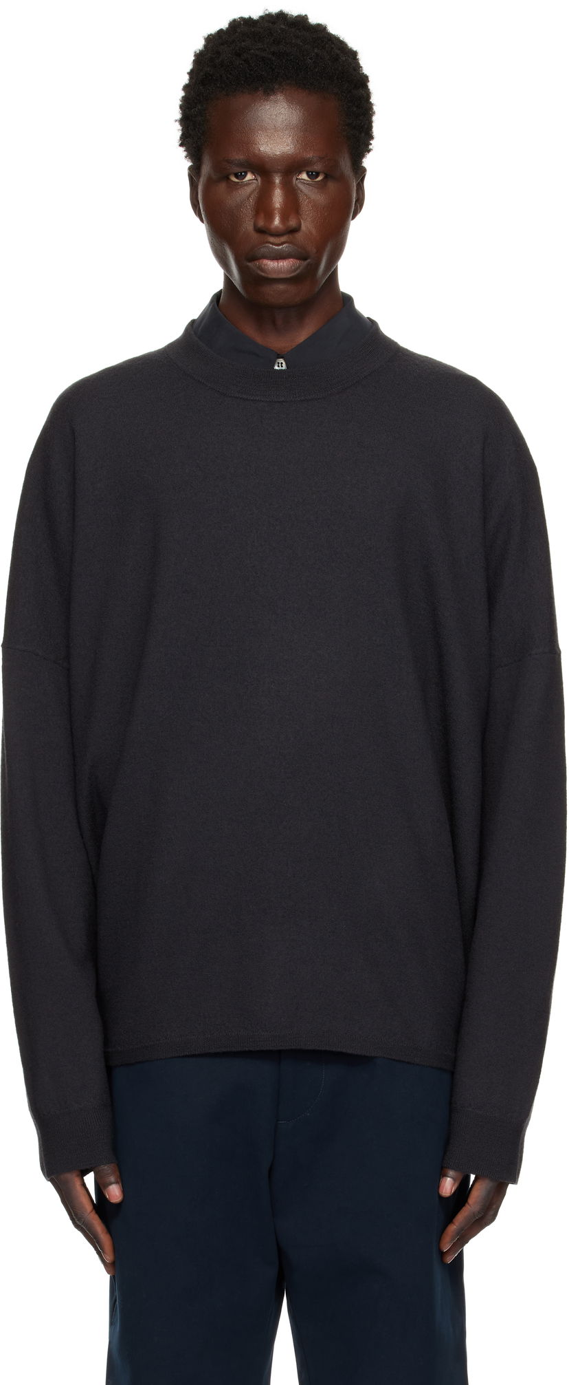 Džemper Studio Nicholson Studio Nicholson Scafell Knit Sweater Crna | SCAFELL SNM - 1294