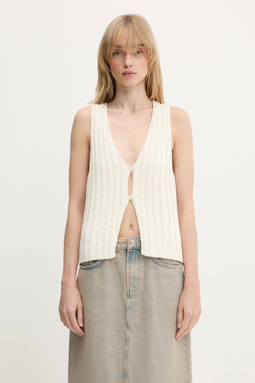 Majica bez rukava Samsoe Samsoe Samsoe Samsoe Salou Knit Vest Bijela | F25100068