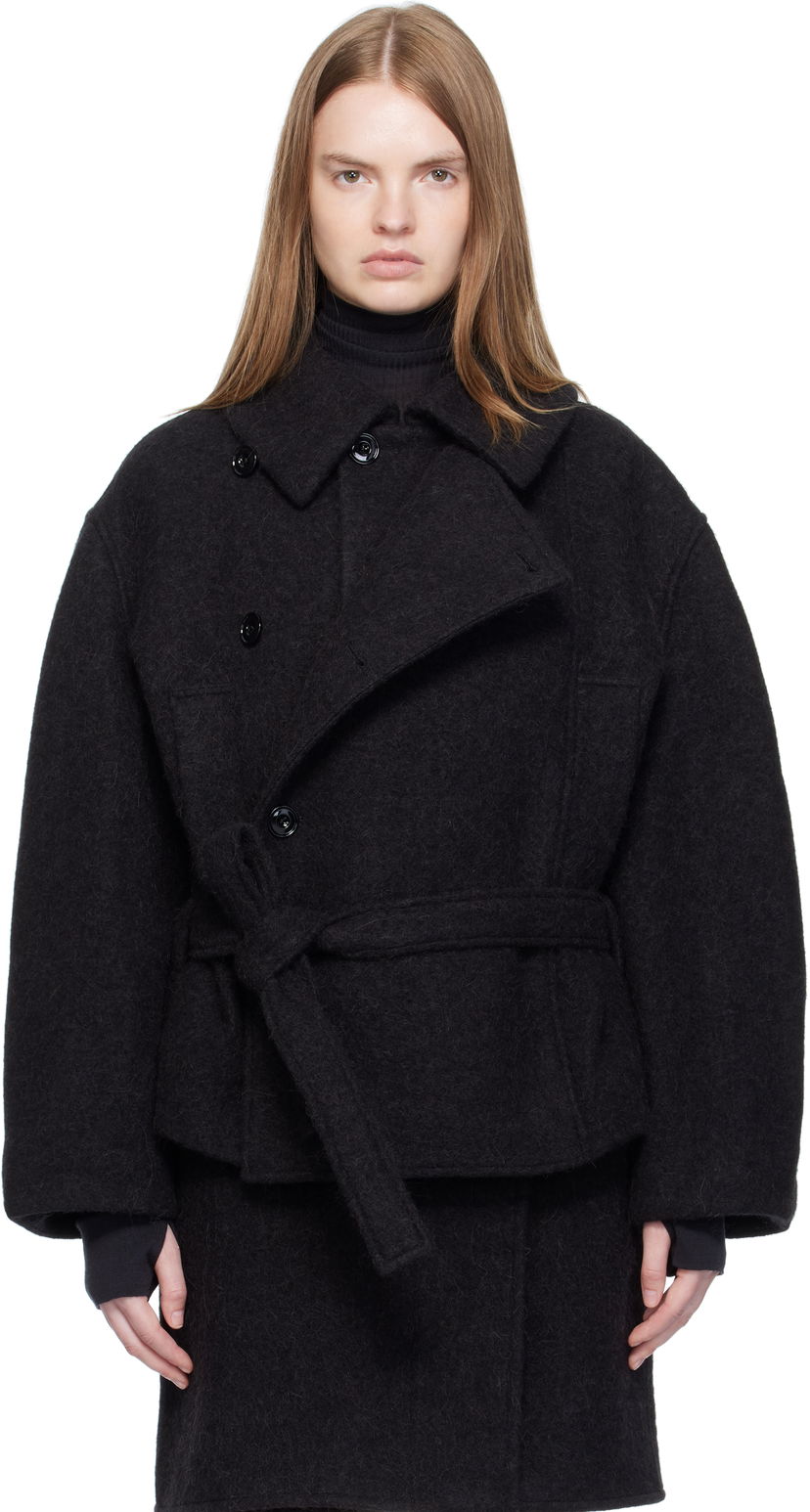 Kaputi LEMAIRE Short Asymmetrical Bathrobe Coat Crna | CO1149 LF504