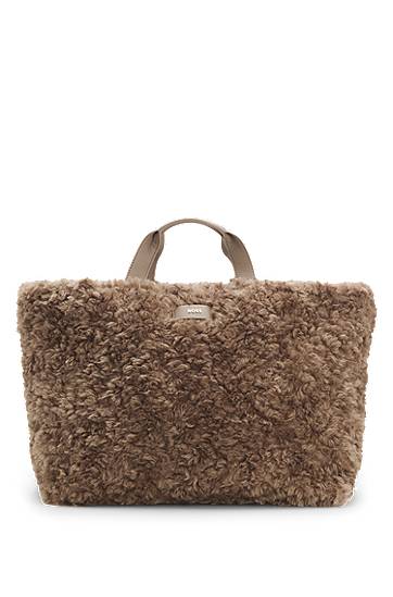 Tote bag BOSS Sherpa Tote Bag with Logo Straps Smeđa | 50552479, 0