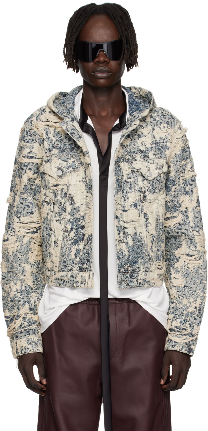 Jakna Acne Studios Acne Studios Hooded Distressed Denim Jacket Plava | C90202-