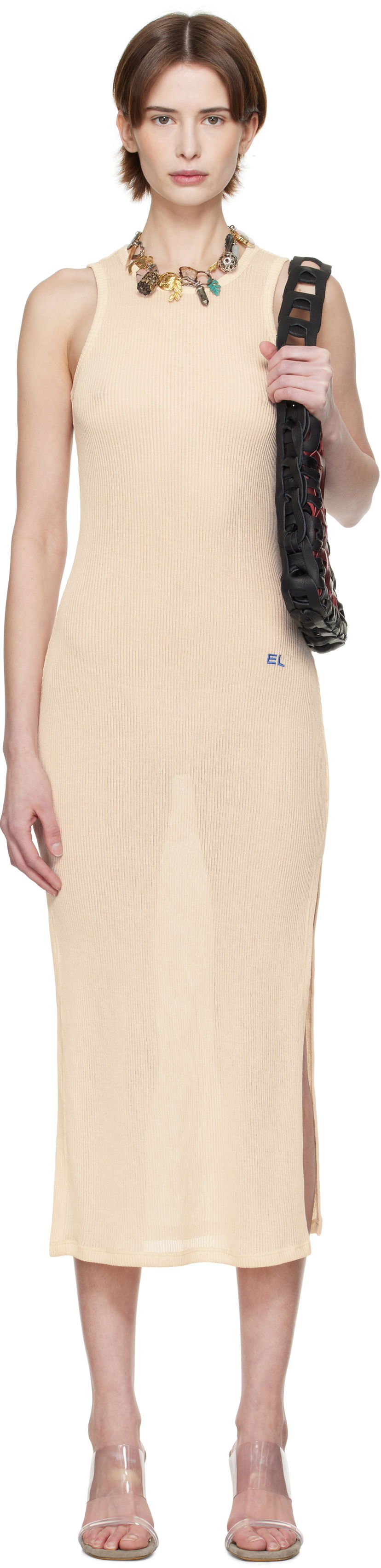 Haljina Eckhaus Latta Eckhaus Latta Spiral Midi Dress Bež | 1201-EL-PS25-O -