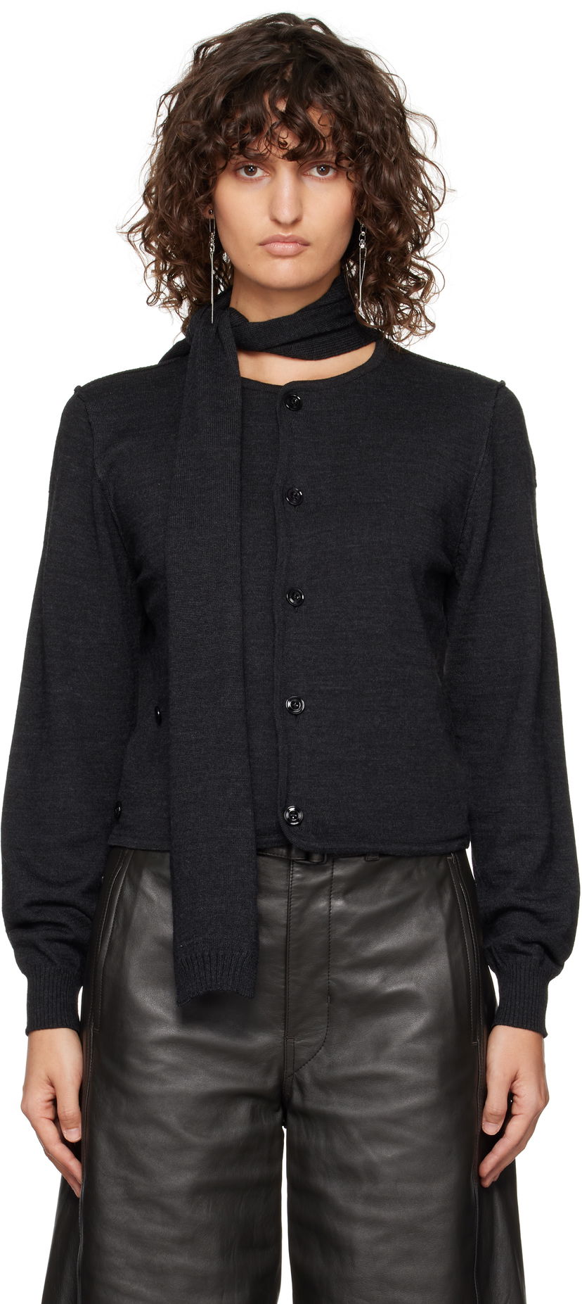 Džemper LEMAIRE LEMAIRE Cardigan With Scarf Crna | TO1251 LK087