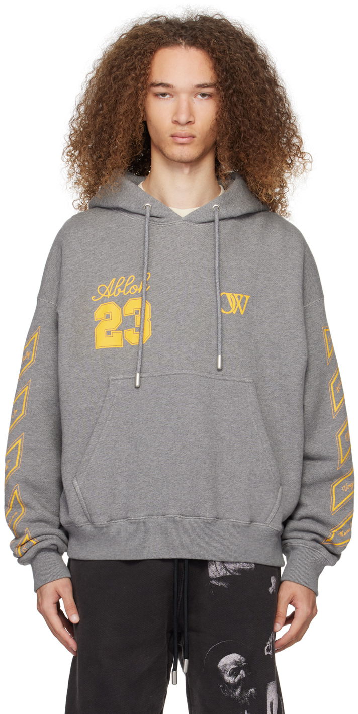 Dukserice Off-White Gray 'OW 23' Skate Hoodie Siva | OMBB085S24FLE0120622